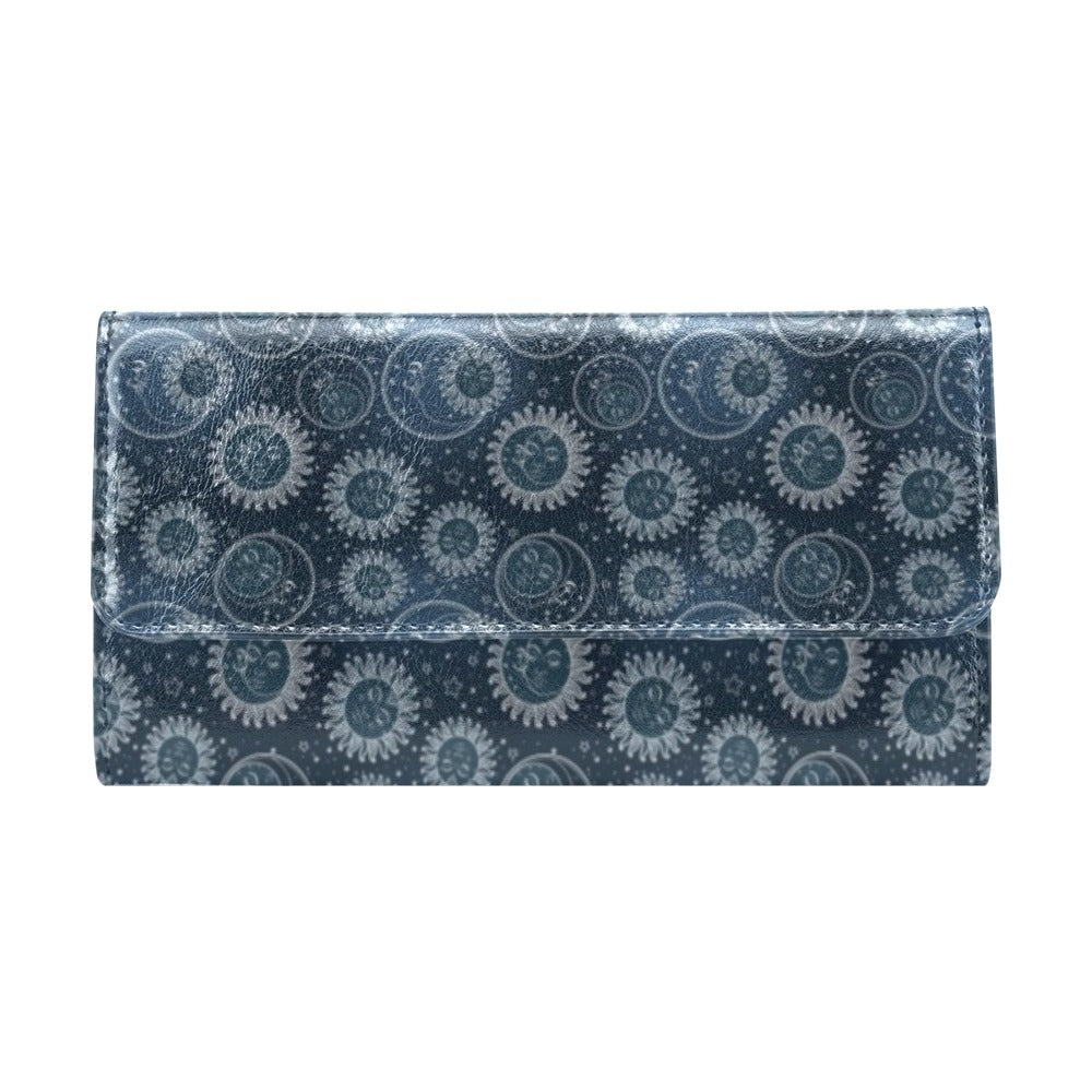 Sun Moon Tattoo Design Themed Print Women's Trifold Wallet