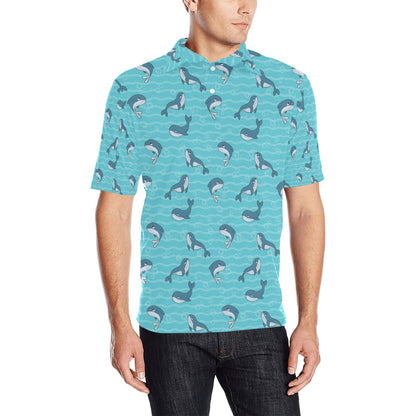 Whale Print Design LKS303 Men Polo Shirt