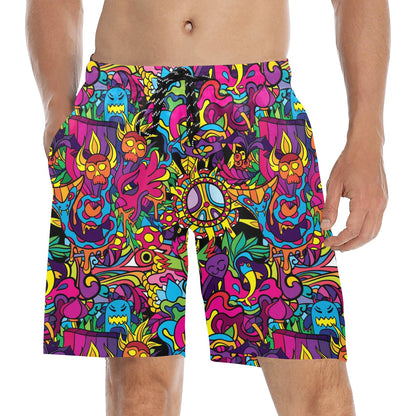Trippy Print Design LKS304 Men's Swim Trunks Beach Shorts