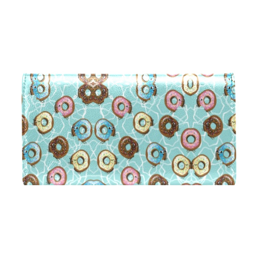 Emoji Donut Print Pattern Women's Trifold Wallet