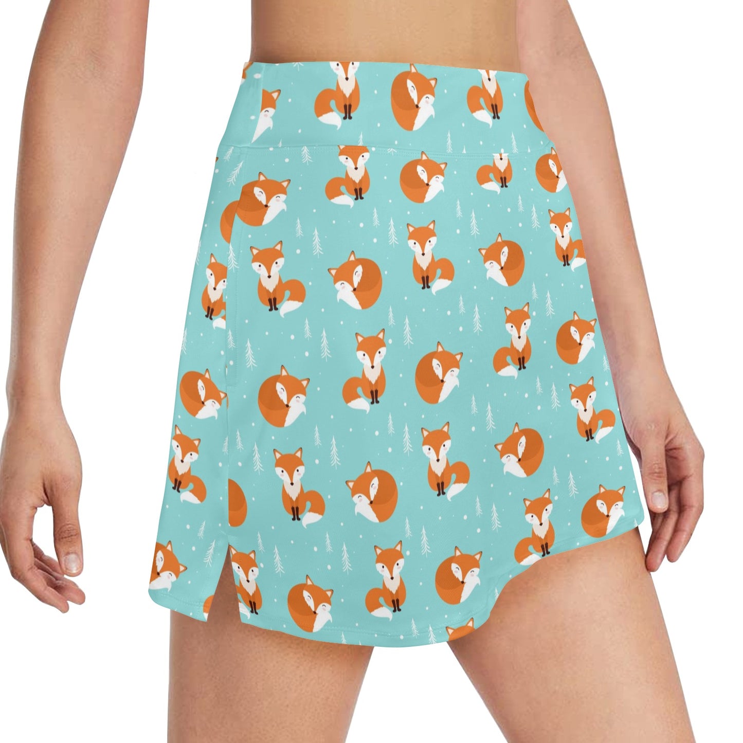 Fox Design Snow Print Pattern 17" Golf & Pickleball Skort with Pockets