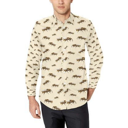 Bee Print Design LKS306 Men's Long Sleeve Dress Shirt