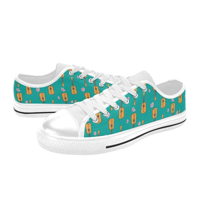 Ukulele Print Design LKS403 Women's White Low Top Shoes