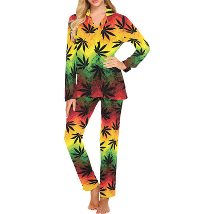 Rasta Pattern Print Design A02 Women's Long Pajama Set