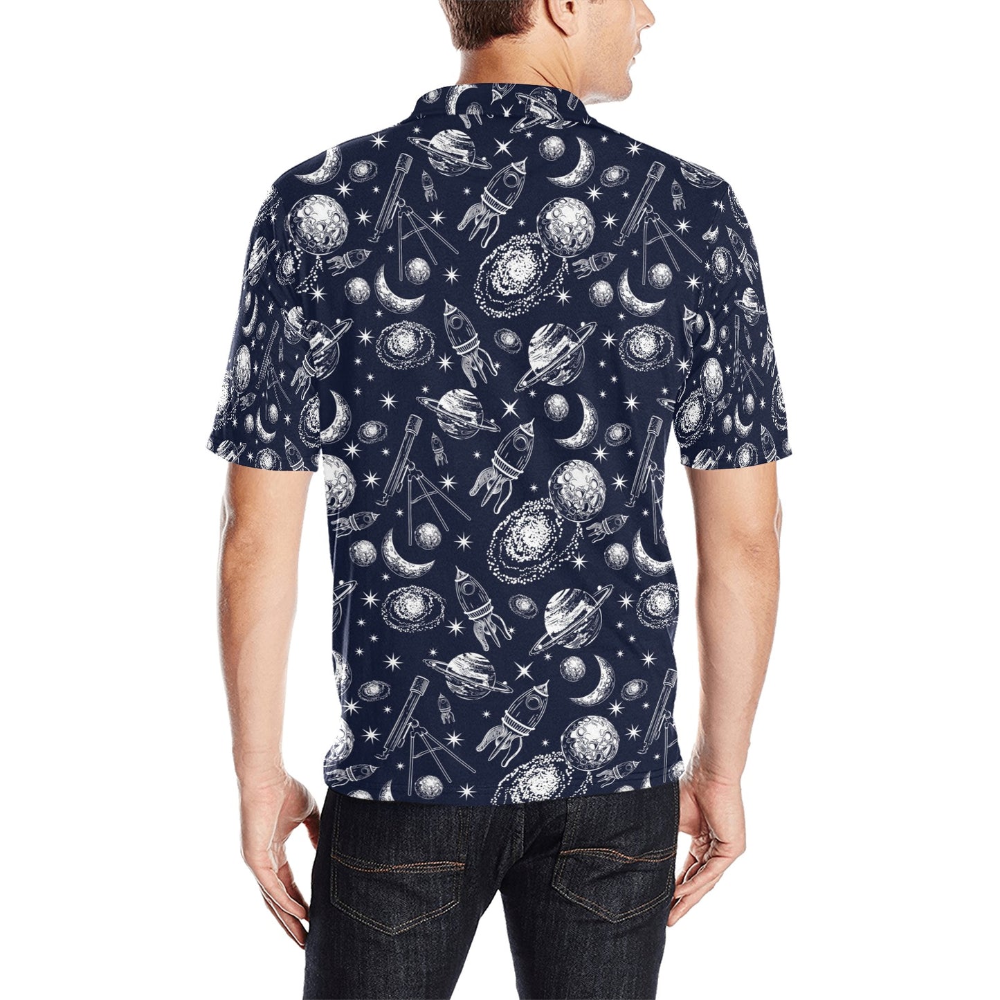 Space Rocket Print Design LKS301 Men Polo Shirt