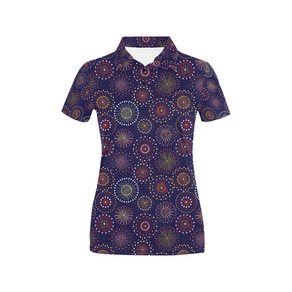 Firework Flower Style Print Design LKS302 Women's Polo Shirt