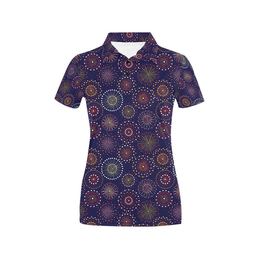 Firework Flower Style Print Design LKS302 Women's Polo Shirt