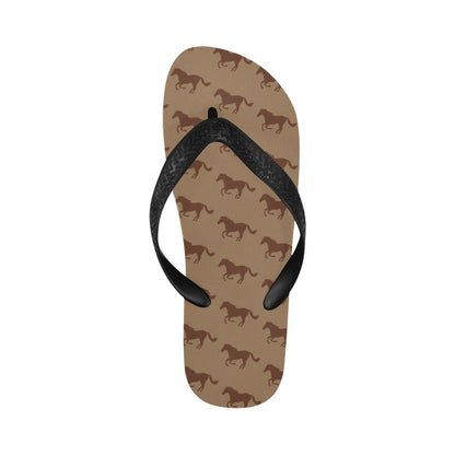 Horse Brown Print Design LKS307 Flip Flops