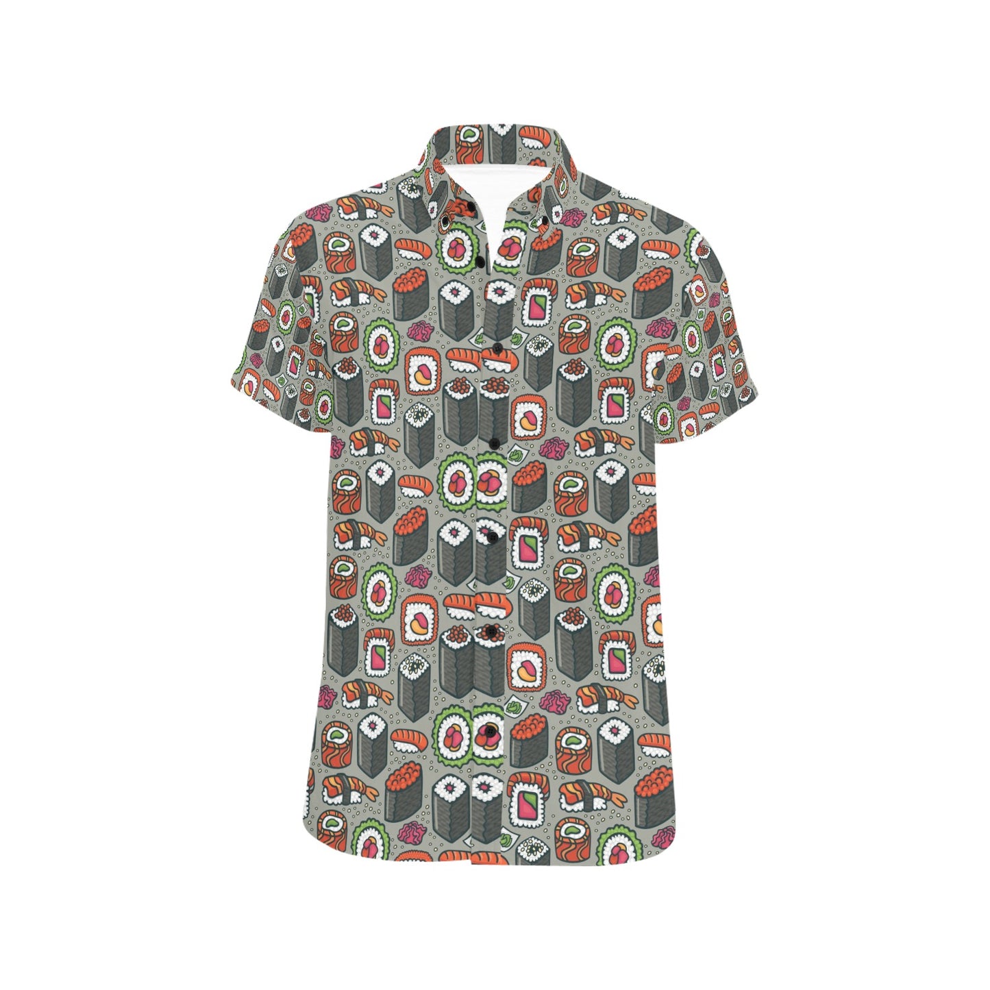 Sushi Print Design LKS301 Men Short Sleeve Button Up Shirt
