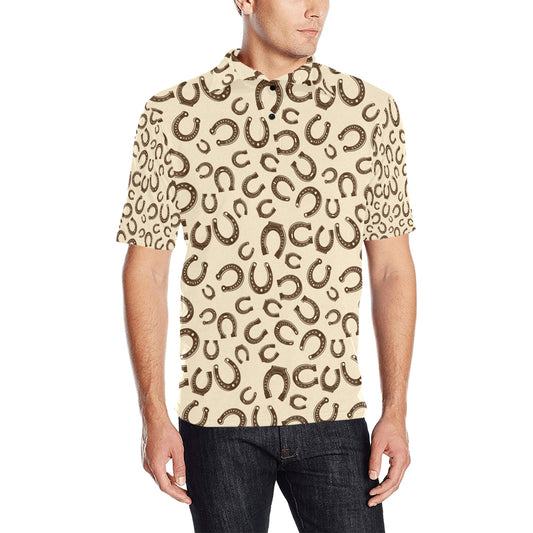 Horseshoe Print Design LKS302 Men Polo Shirt