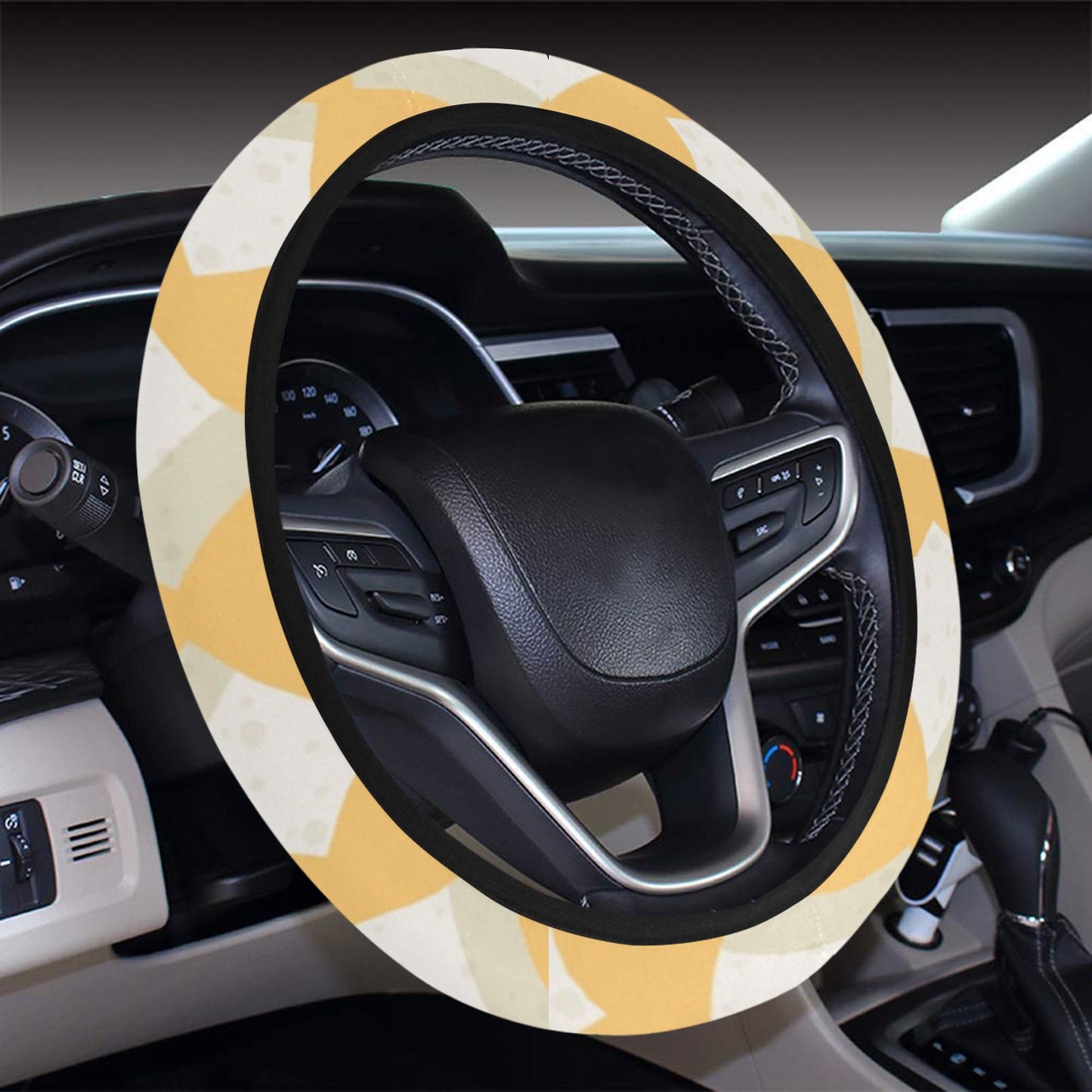 Tofu Print Design LKS302 Steering Wheel Cover with Elastic Edge
