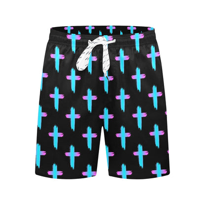 Christian Cross neon Pattern Men's Swim Trunks Beach Shorts