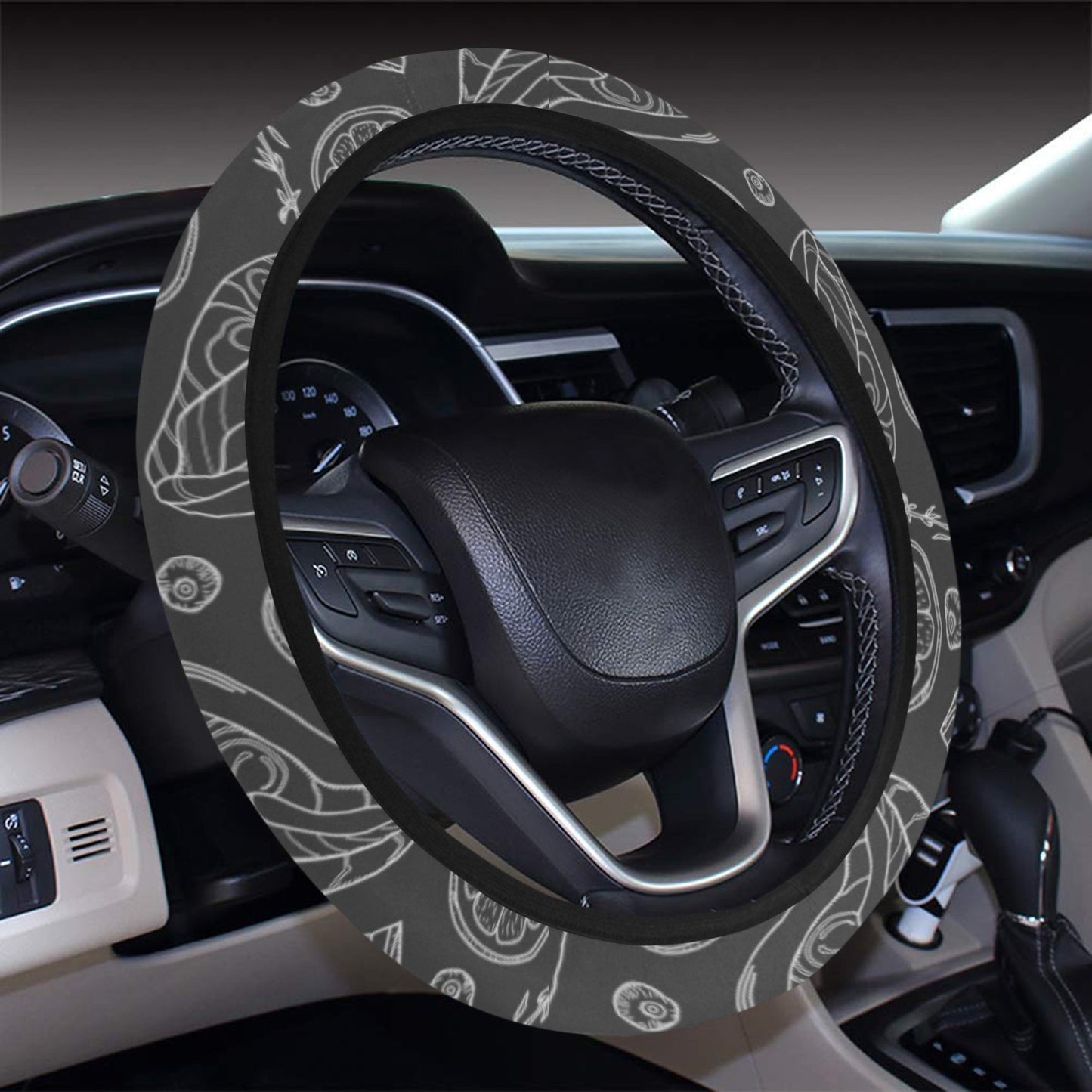 Steak Print Design LKS301 Steering Wheel Cover with Elastic Edge