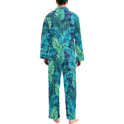 Banana Leaf Pattern Print Design BL05 Men's Long Pajama Set