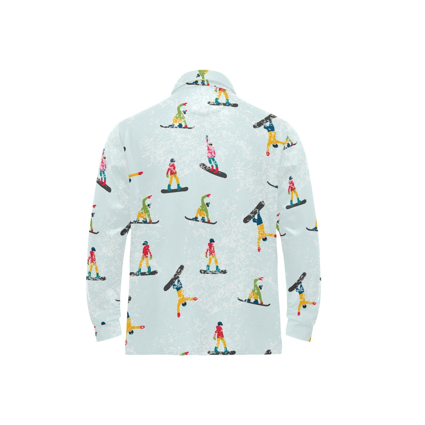 Snowboard Print Design LKS304 Long Sleeve Polo Shirt For Men's