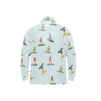 Snowboard Print Design LKS304 Long Sleeve Polo Shirt For Men's