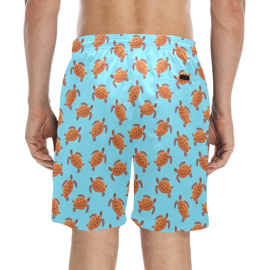 Brow Sea Turtle Print Pattern Men's Swim Trunks Beach Shorts