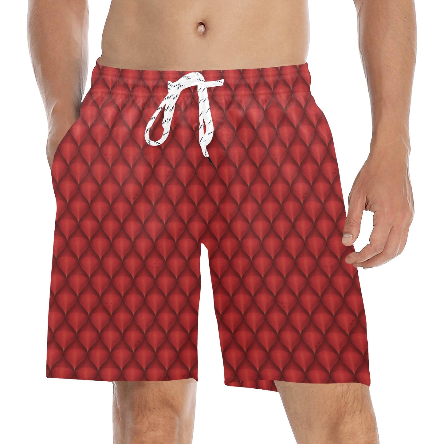 Dragons Red Skin Texture Men's Swim Trunks Beach Shorts