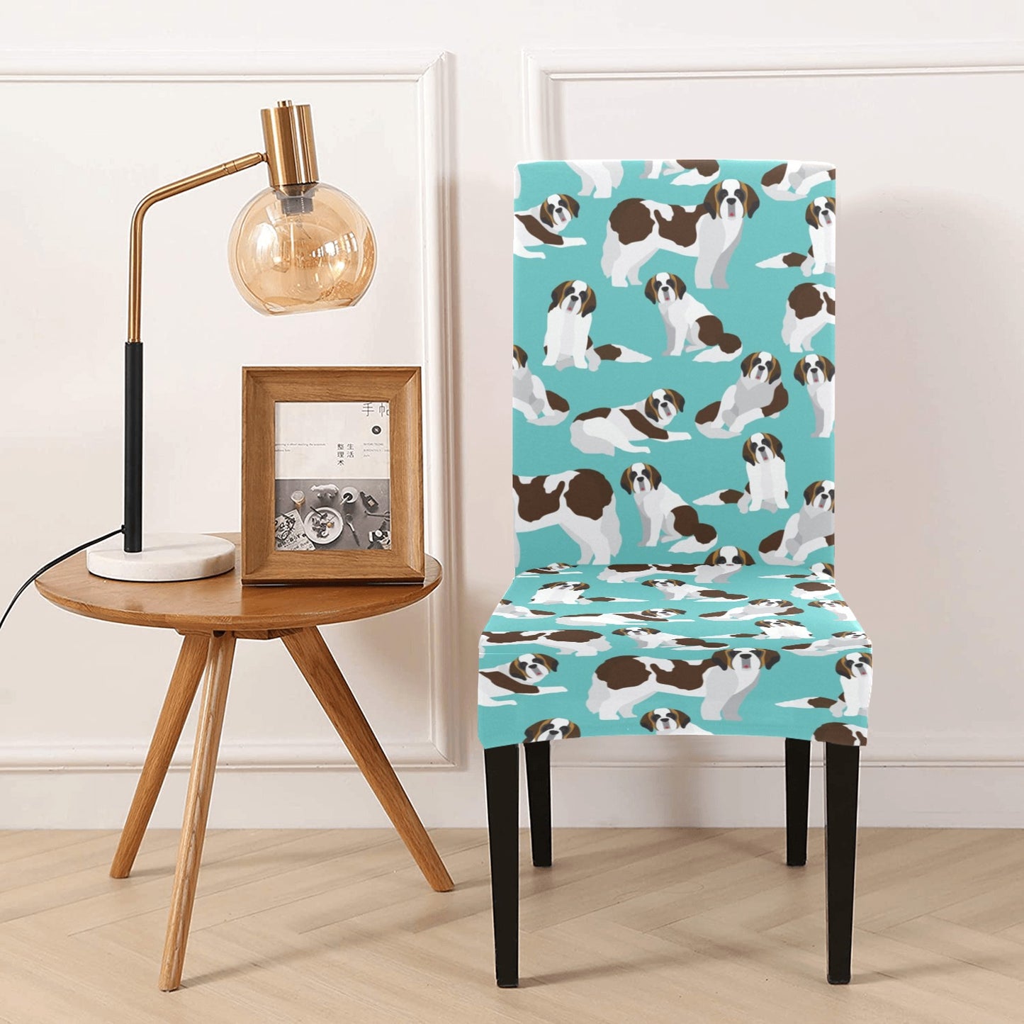 St Bernards Print Design LKS302 Dining Chair Slipcover