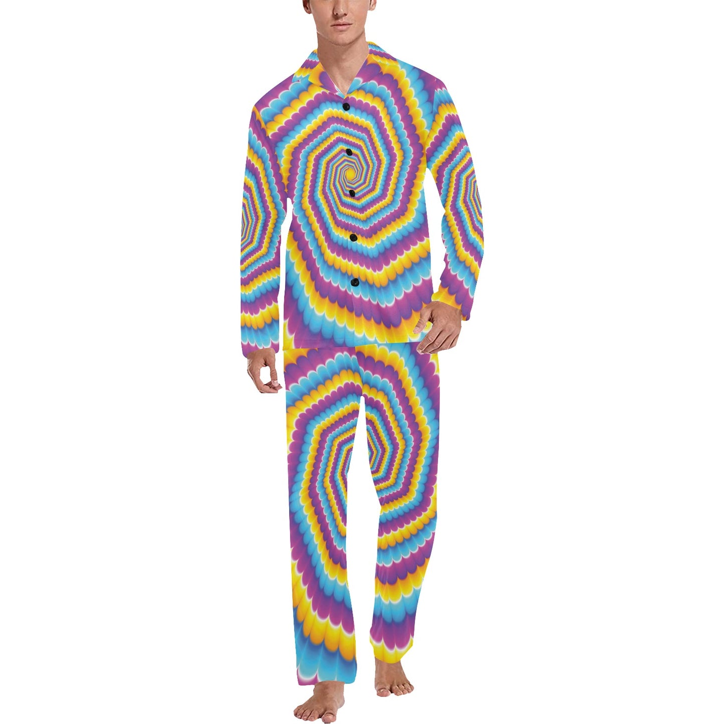 Optical illusion Pattern Print Design A04 Men's Long Pajama Set