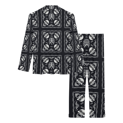 Bandana Skull Black White Print Design LKS306 Women's Long Pajama Set