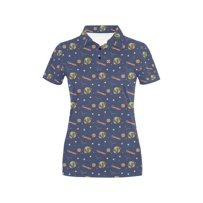 Cancer Zodiac Pattern Print Design 03 Women's Polo Shirt