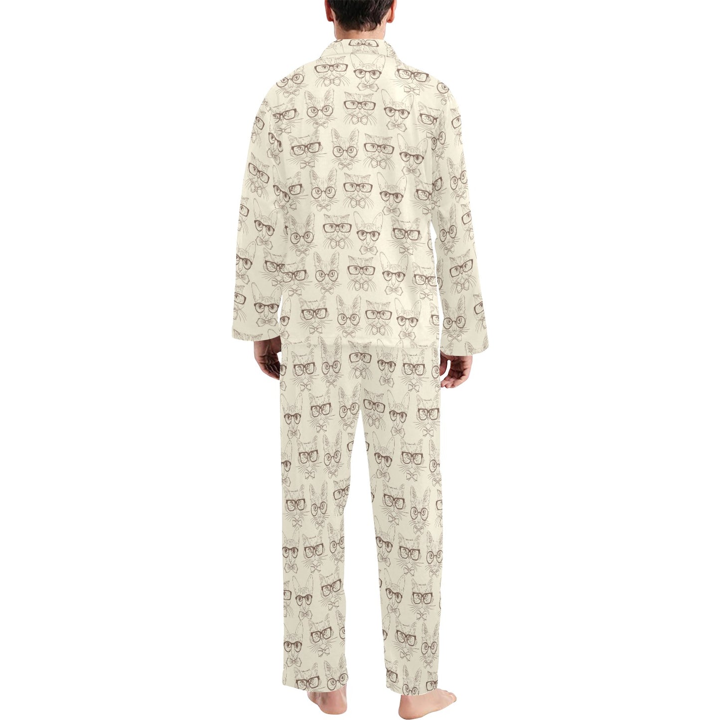 Cat Pattern Print Design 02 Men's Long Pajama Set