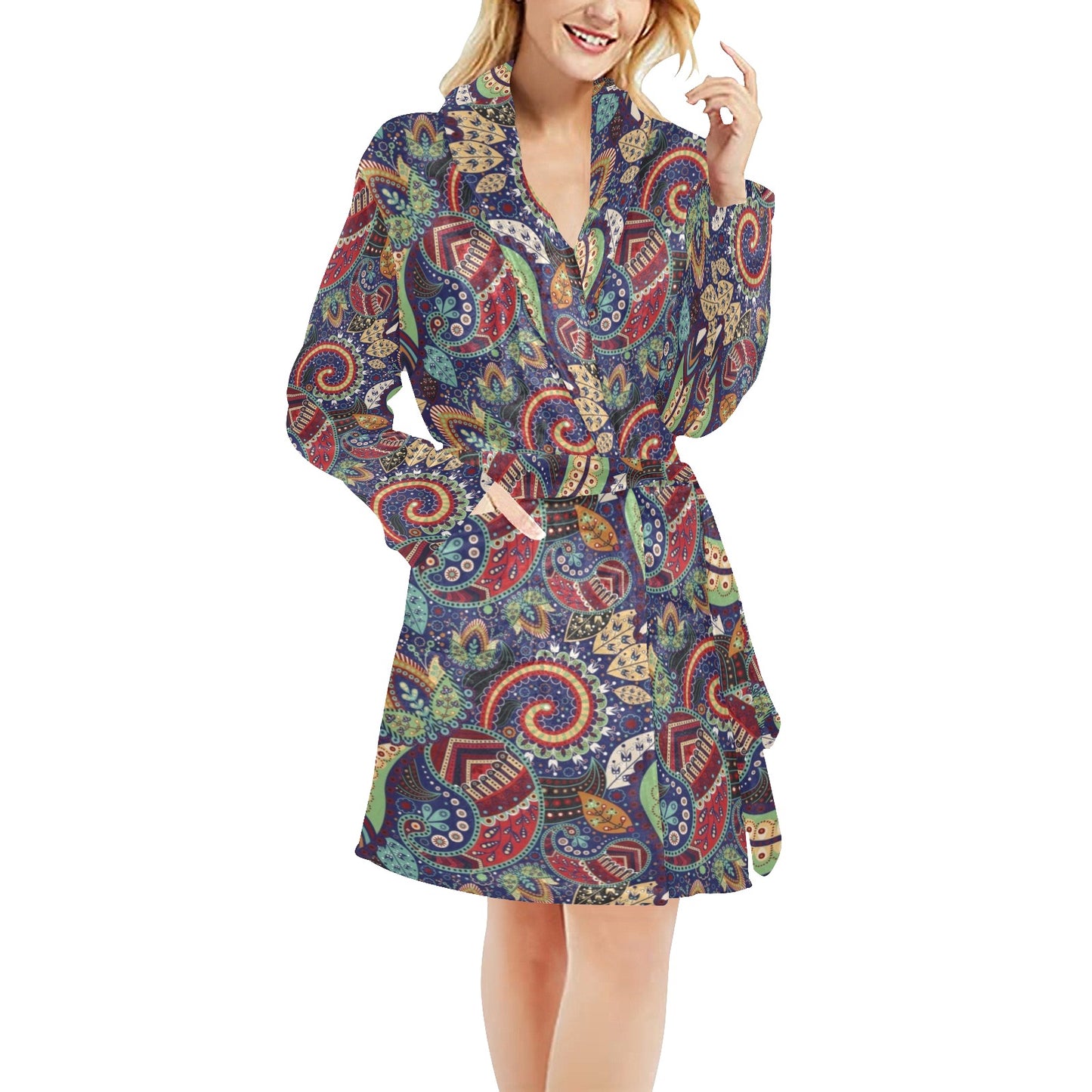 Paisley Boho Pattern Print Design A03 Women's Fleece Robe