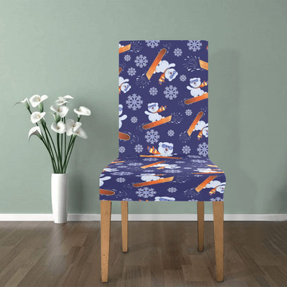 Snowboard Bear Print Design LKS305 Dining Chair Slipcover
