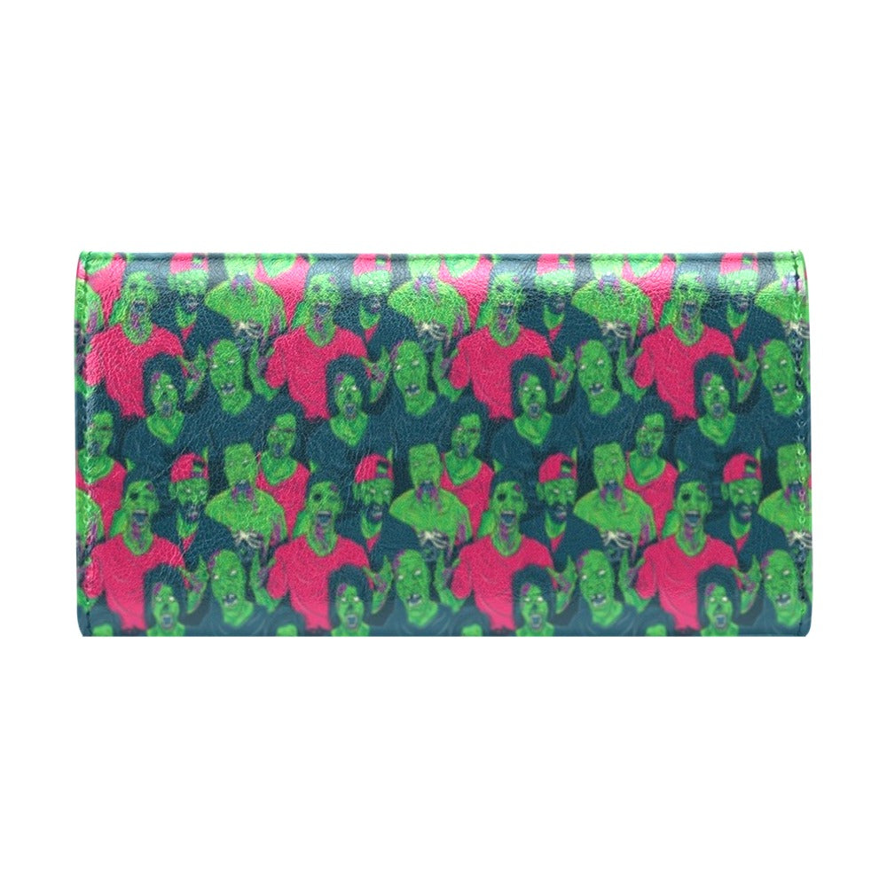 Zombie Themed Design Pattern Print Women's Trifold Wallet