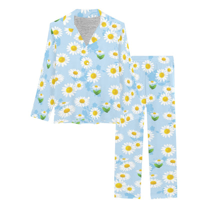 Daisy Pattern Print Design DS010 Women's Long Pajama Set