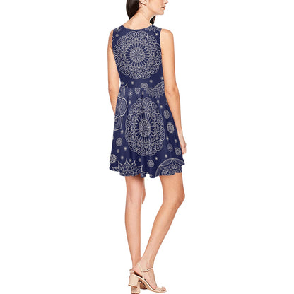 Mandala Pattern Print Design 02 Sleeveless Dress