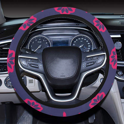 Water Lily Print Design LKS301 Steering Wheel Cover with Elastic Edge