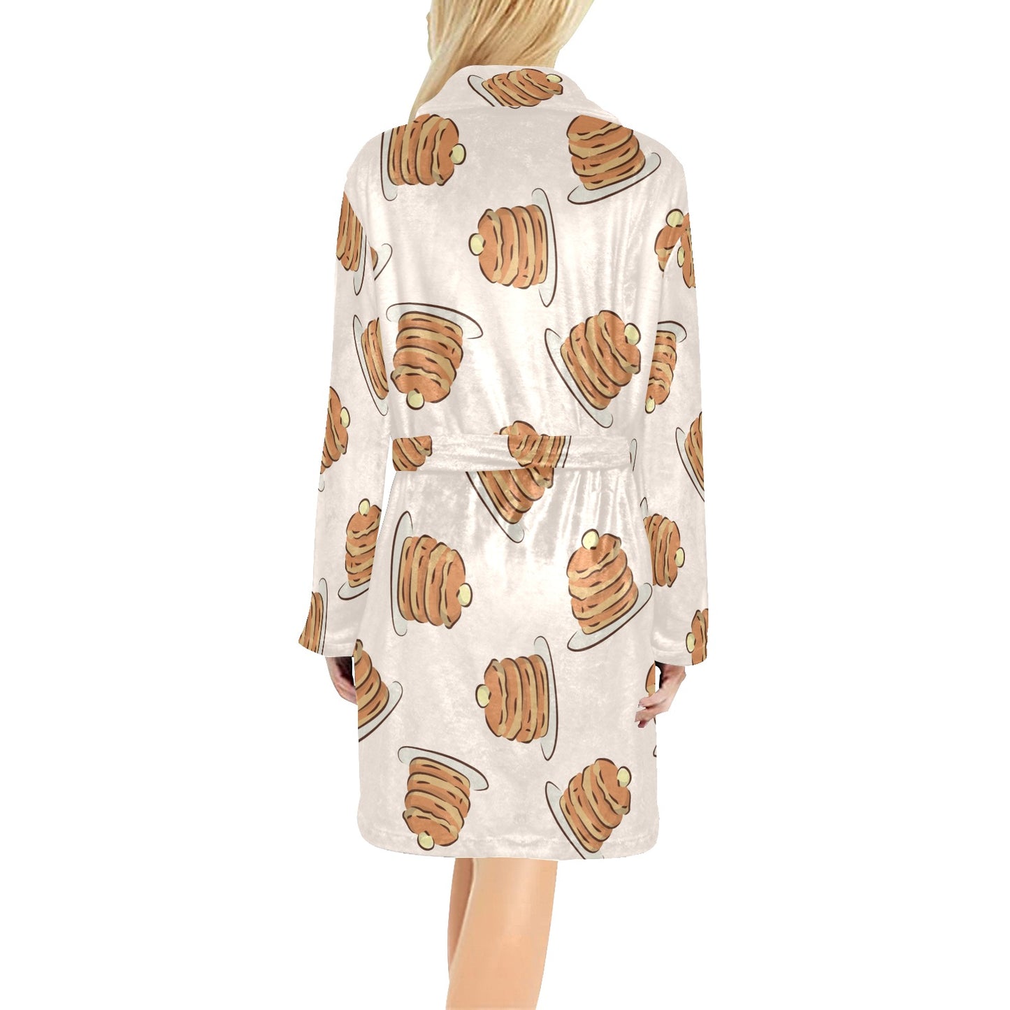 Pancake Pattern Print Design A01 Women's Fleece Robe
