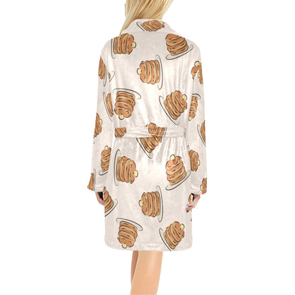 Pancake Pattern Print Design A01 Women's Fleece Robe