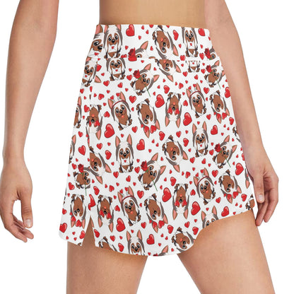 Silky Terriers Heart Print Design LKS302 17" Golf & Pickleball Skort with Pockets