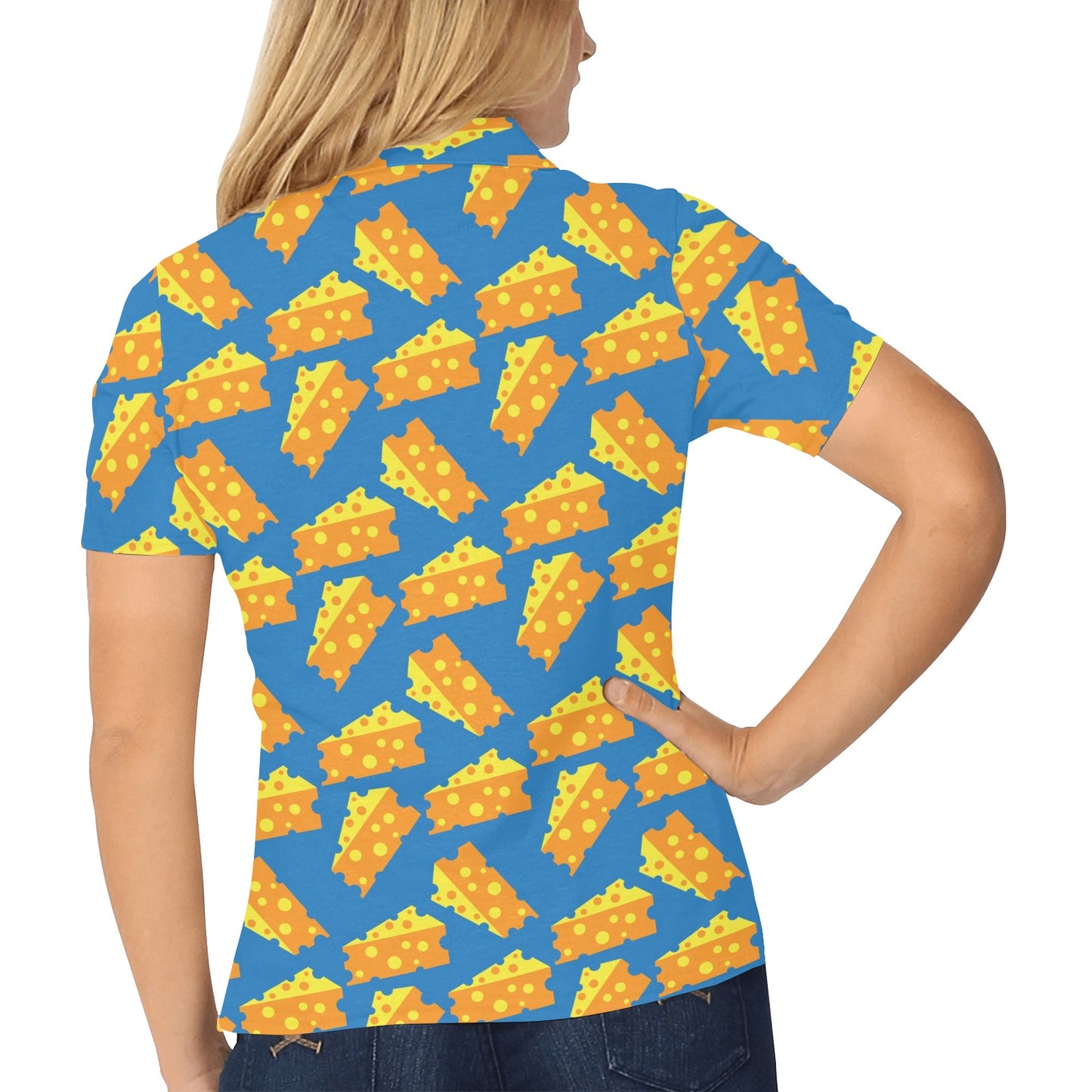 Cheese Pattern Print Design 05 Women's Polo Shirt