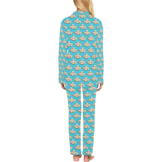 UFO Print Design LKS301 Women's Long Pajama Set