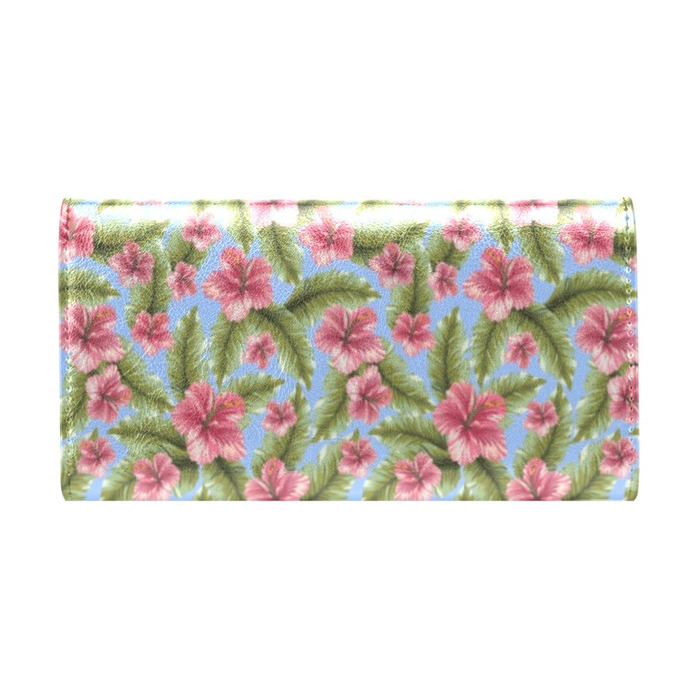 Tropical Flower Print Design LKS301 Women's Trifold Wallet