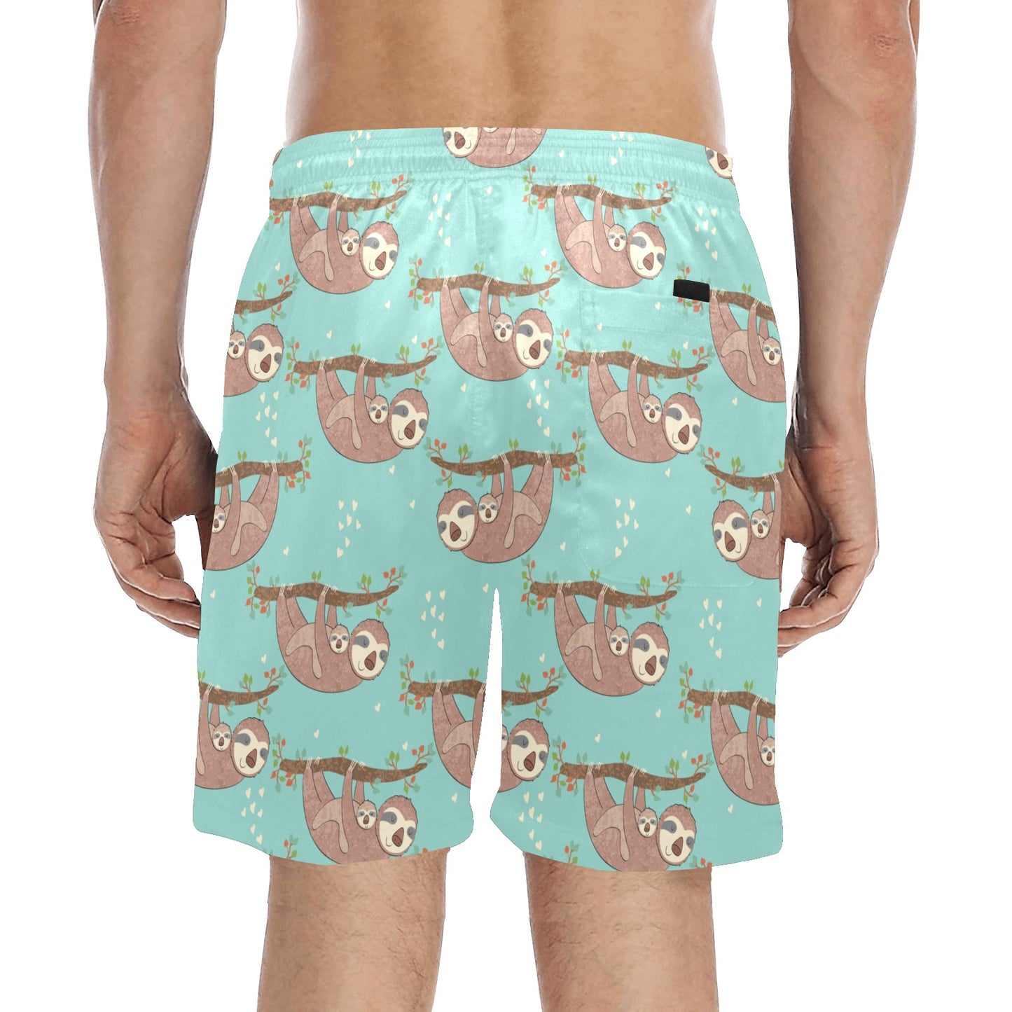 Sloth Print Design LKS302 Men's Swim Trunks Beach Shorts