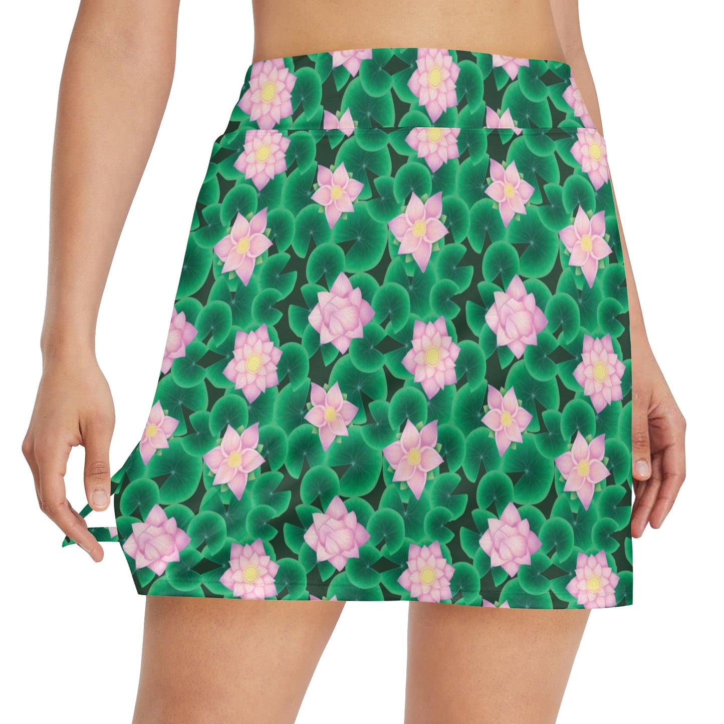 Water Lily Print Design LKS303 17" Golf & Pickleball Skort with Pockets