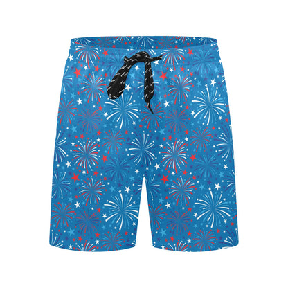 Firework Celebration Print Design LKS304 Men's Swim Trunks Beach Shorts