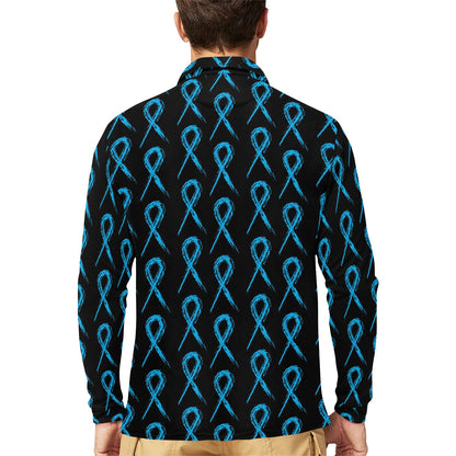 Prostate cancer Pattern Print Design A02 Long Sleeve Polo Shirt For Men's