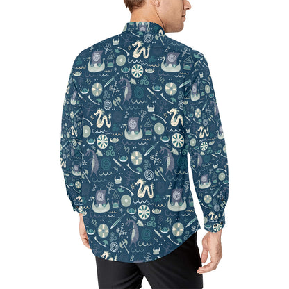 Vikings Print Design LKS305 Men's Long Sleeve Dress Shirt