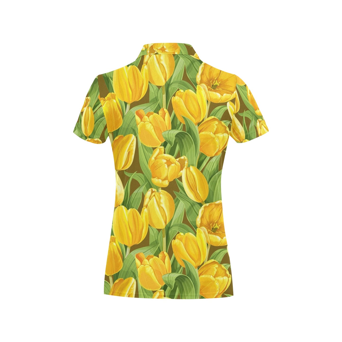 Tulip Yellow Pattern Print Design TP010 Women's Polo Shirt