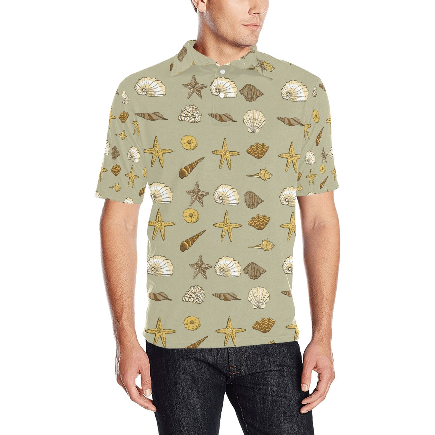 Seashell Beach Print Design LKS303 Men Polo Shirt