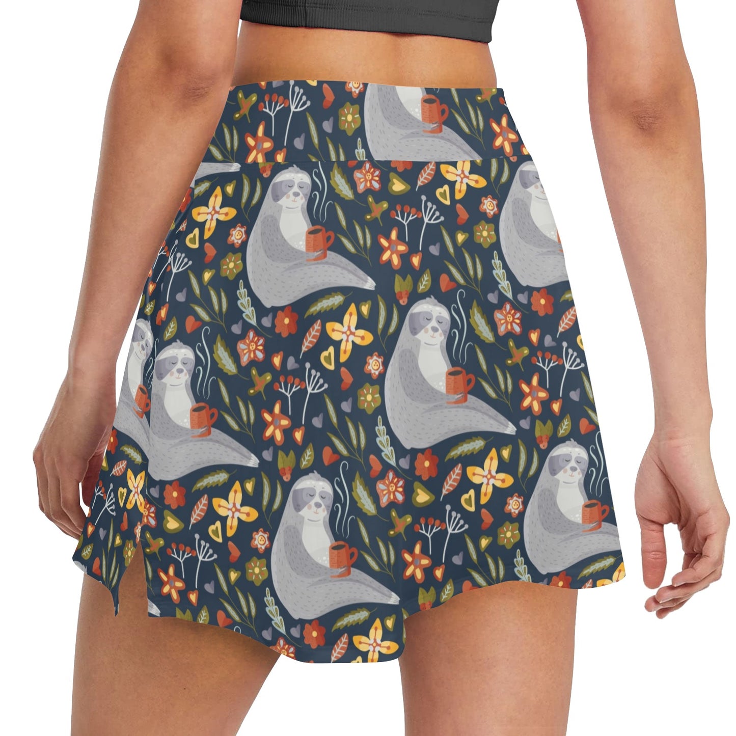 Sloth Print Design LKS303 17" Golf & Pickleball Skort with Pockets