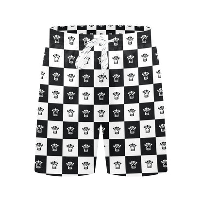 Checkered Flag Crown Pattern Men's Swim Trunks Beach Shorts