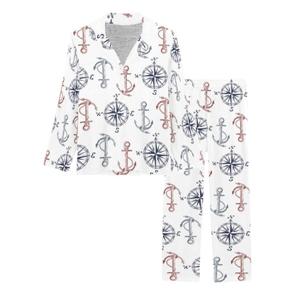 Anchor Pattern Print Design 06 Women's Long Pajama Set
