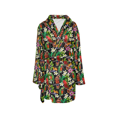 Parrot Design Print Women's Fleece Robe